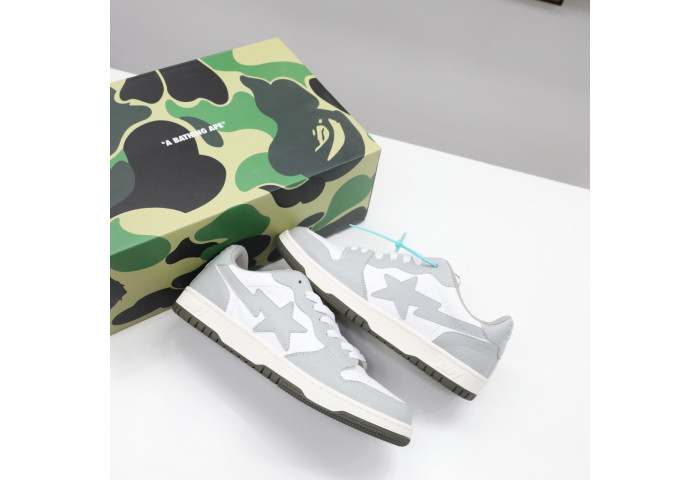 A Bathing Ape Court Sta Light Grey Cream BA001FWG701033X