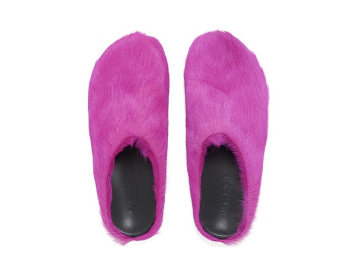 MARNI FUSSBET SABOT CALF-HAIR SLIPPERS