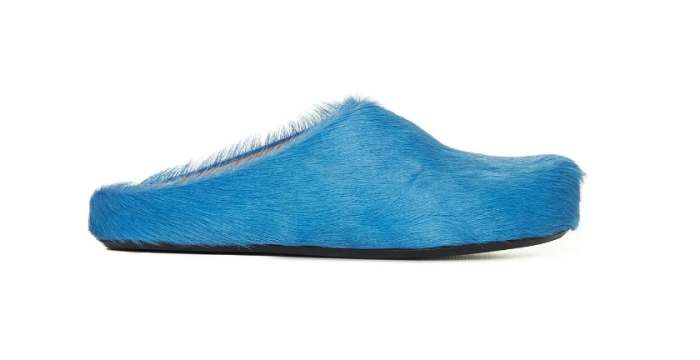 MARNI FUSSBET SABOT CALF-HAIR SLIPPERS