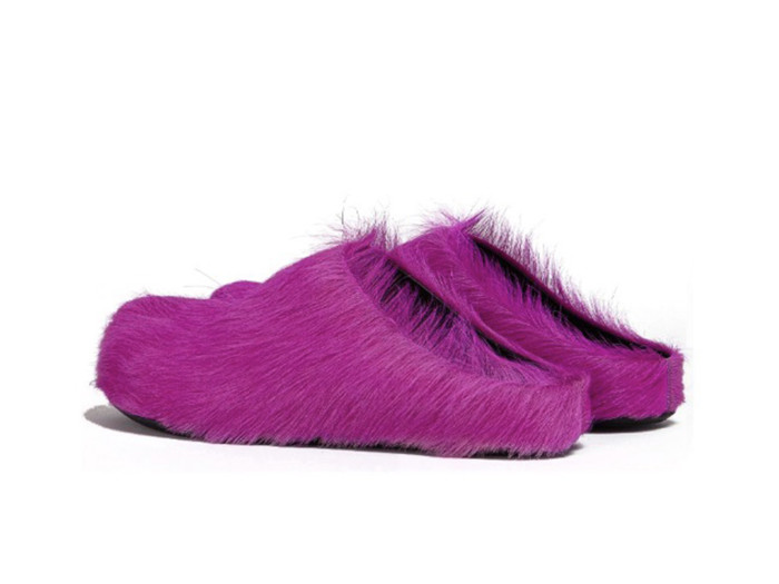 MARNI FUSSBET SABOT CALF-HAIR SLIPPERS