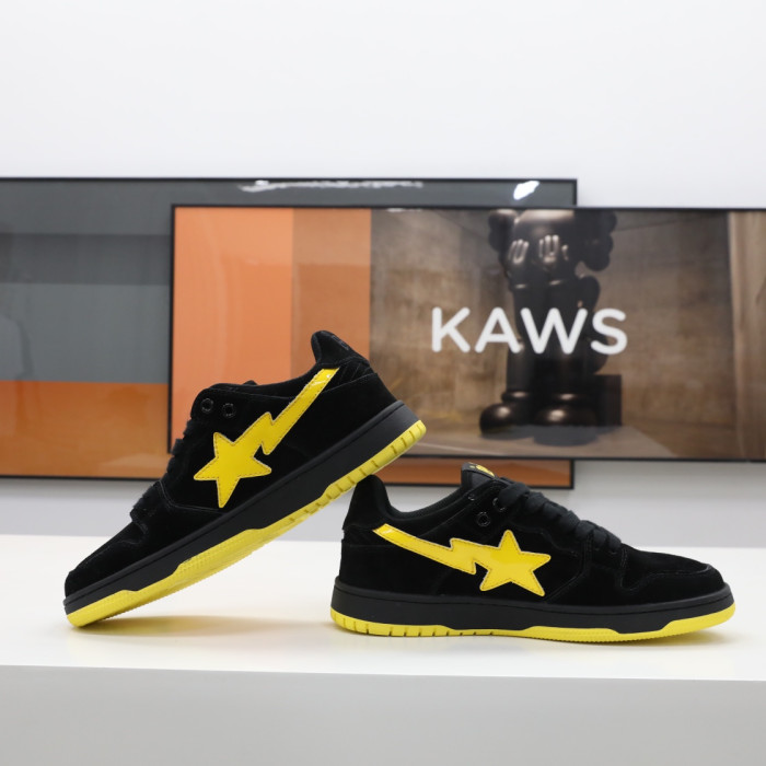 A Bathing Ape Sk8 Sta Black Electric Yellow BA 001FWG701031X
